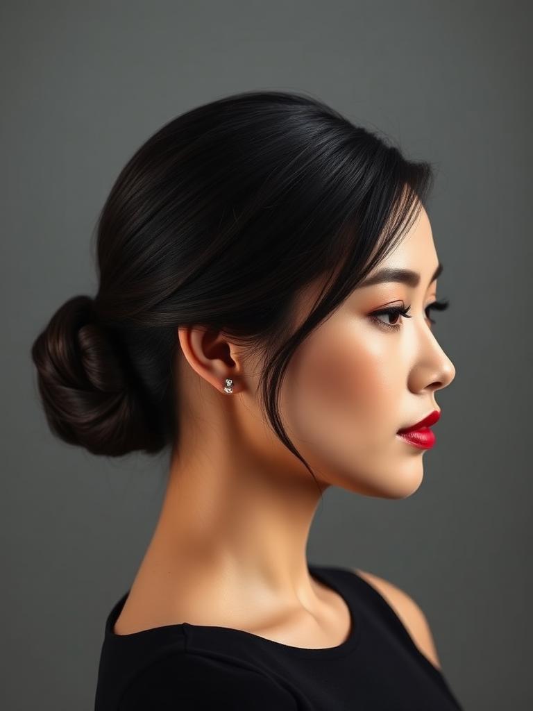 Sleek Low Bun with Face Frame